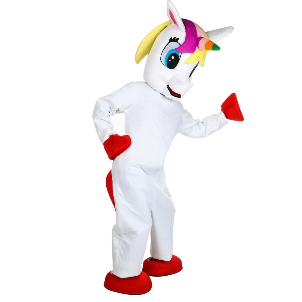 ยูนิคอร์น Mascot เครื่องแต่งกาย Flying Horse Mascot เครื่องแต่งกาย Rainbow Pony แฟนซีชุดเครื่องแต่งกายสำหรับผู้ใหญ่สัตว์ฮาโลวีน Party