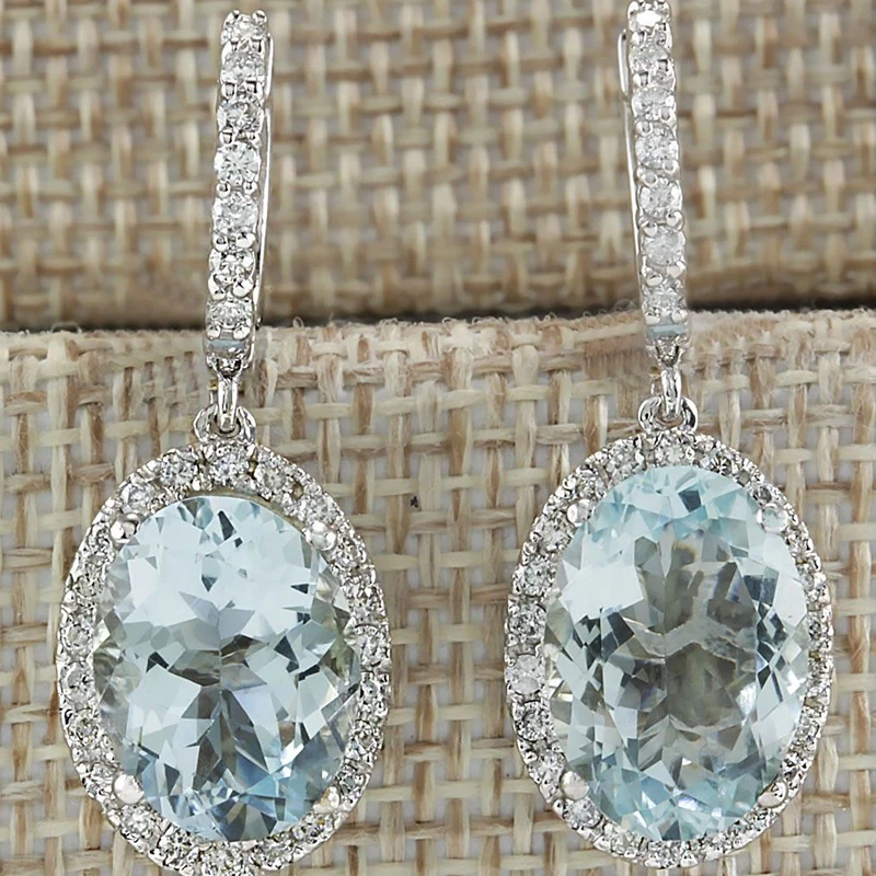 Moda Oval Sky Blue Cubic Zirconia Drop Earrings for Women Crystal  Dangle  Jewelry Boucles d\'oreilles L3K567