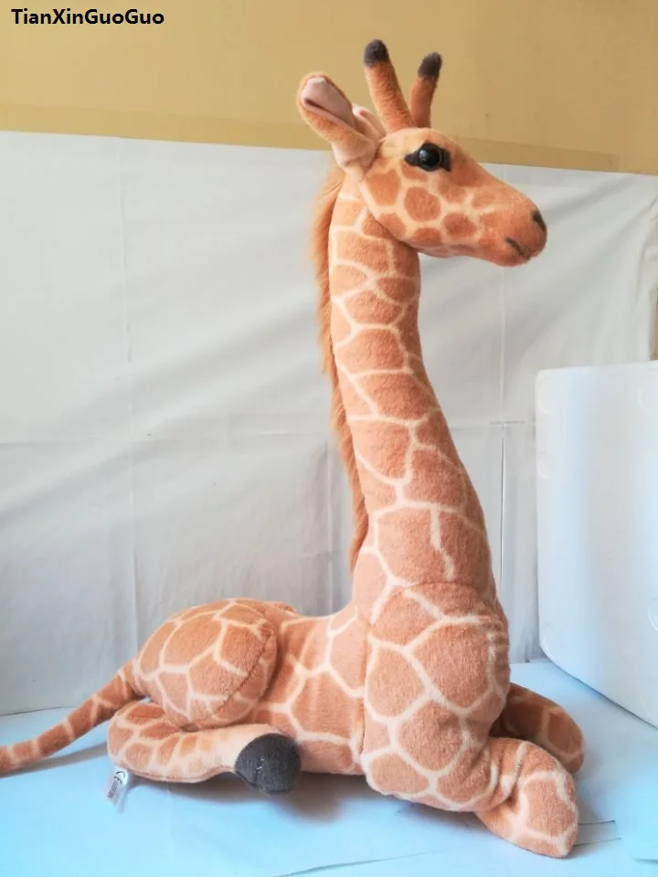 large 70x45cm simulation prone giraffe plush toy soft doll hugging pillow birthday gift s2100