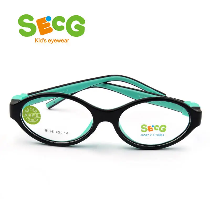 SECG Cute Round Kids Glasses Frame Silicone Optical Myopia Detachable Solid Flexible Soft Children Glasses Eyewear Spectacles