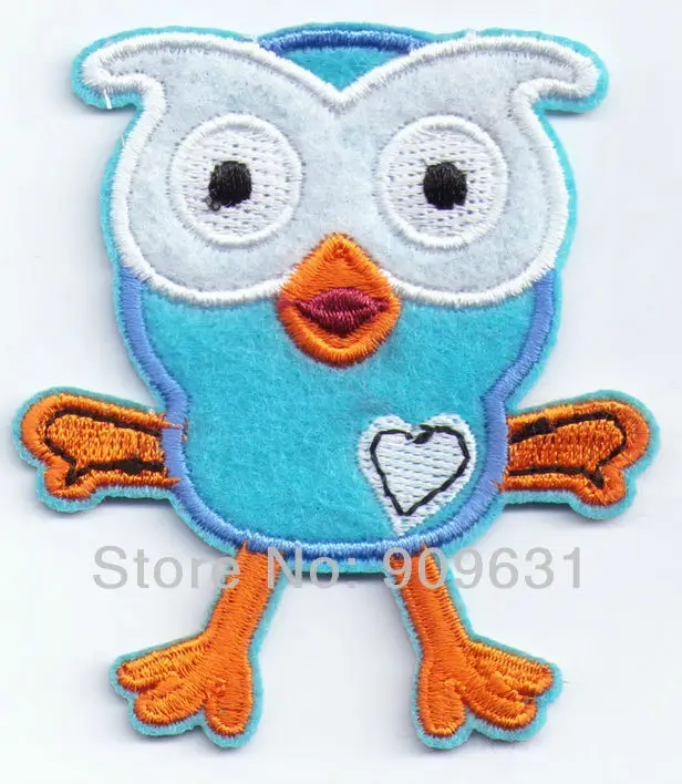 1X Lovely Owl Blue Iron On Patches, Made of Cloth Guaranteed 100% Quality Appliques+