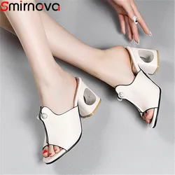 Smirnova plus size 34-48 fashion summer new shoes woman square high heels shoes women Casual sandals women 2020 summer shoes