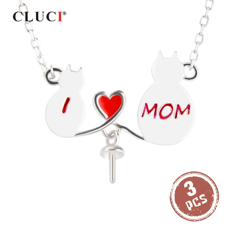 

CLUCI 3pcs Silver 925 Cute Love Cat Family Pendant for Mom Women 925 Sterling Silver Pendant Necklace Mother Day Gift SN042SB
