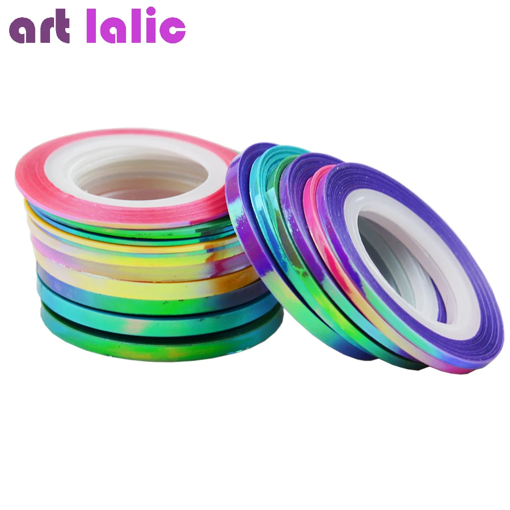 Nail Striping Tape Line Stickers, Mermaid Candy Color Design, Adhesive Nail Roll Decals for Manicure DIY Tools, 3Pcs, 6Pcs