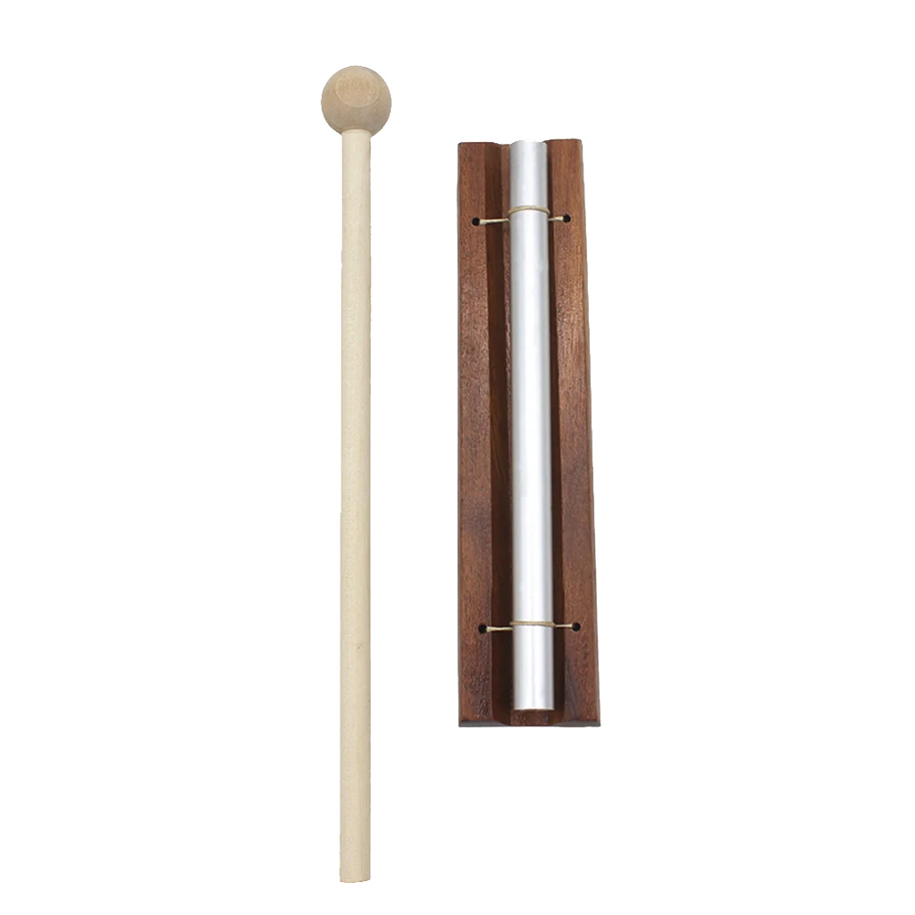 Brand New & High Quality Solo Chime on Wooden Base w/ Mallet Single Rod for Yoga Meditation Energy