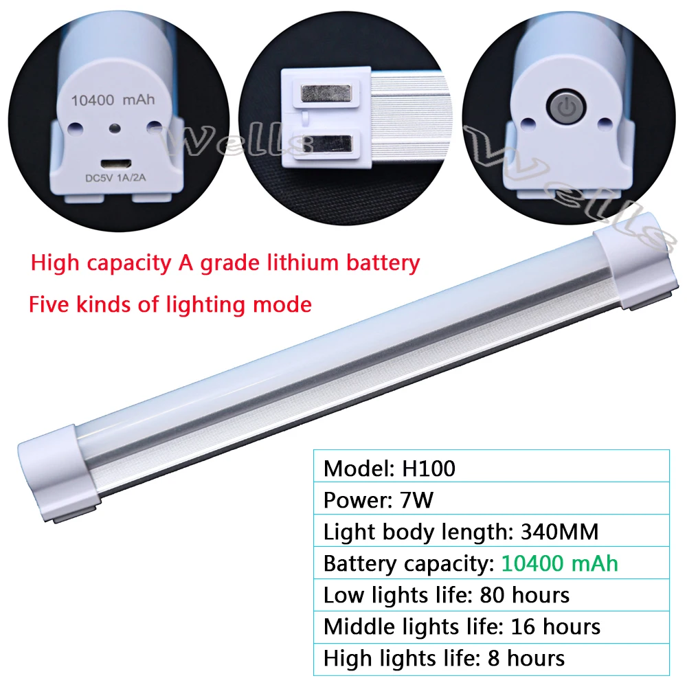 Imagem -03 - Luzes de Emergência Multifuncionais sem Fio Bateria Recarregável de 10400mah com Capacidade para Lâmpada Led de Acampamento Interna Externa