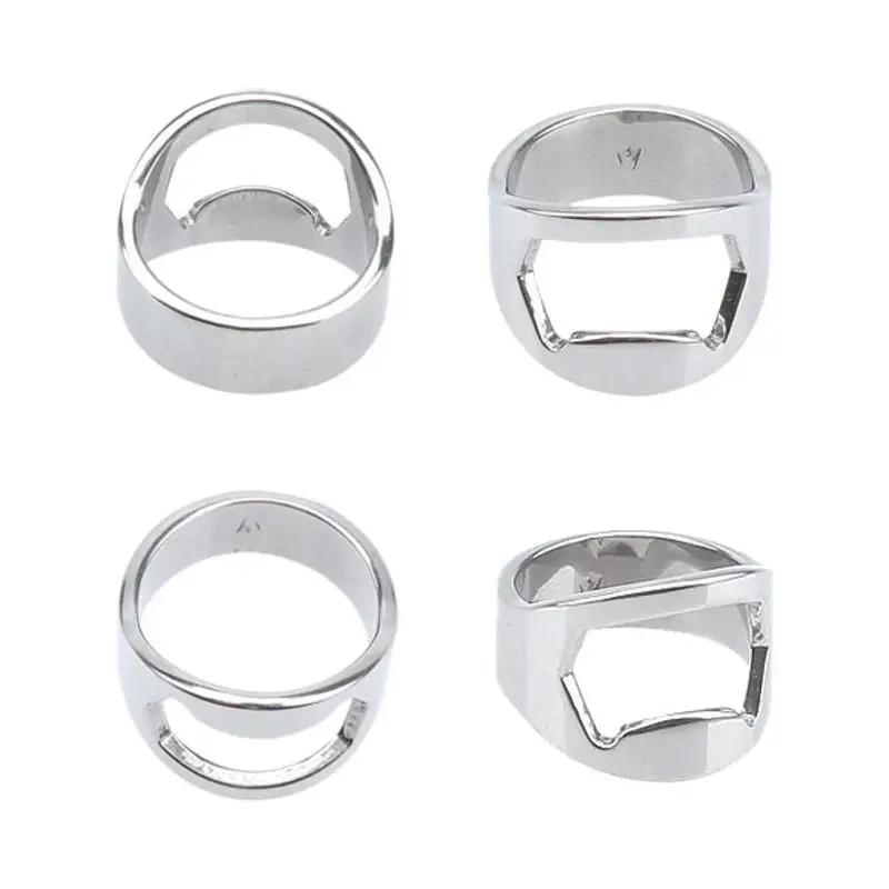 1 Silver Ring Creative Multifunctional Stainless Steel Beer Bottle Opener Bar Men's Tool Ring