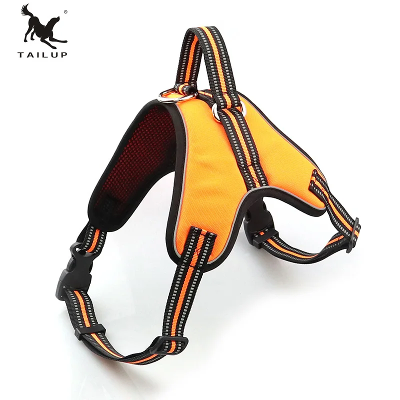 TAILUP S-XXL Adjustable Reflective Pet Harness For Collar K9 Padded Extra Big Large Medium Small Dog Harnesses vest 3 Colorful