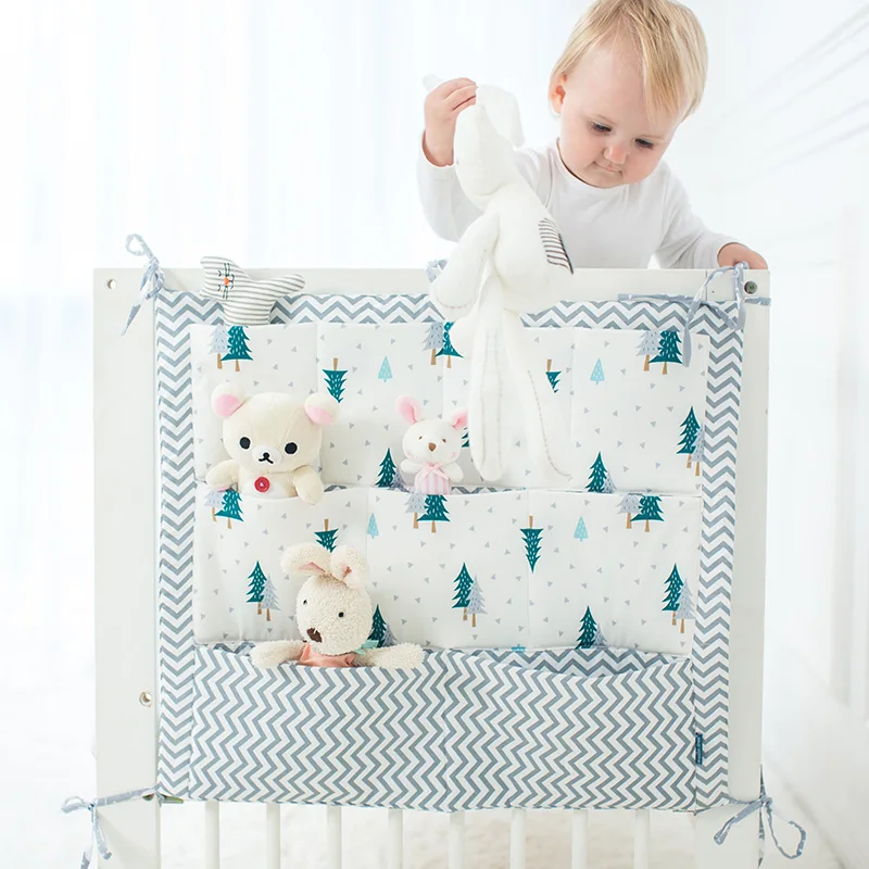 Baby Hanging Storage Bag Nursery Hanging Storage Bag Baby Cot Bed Crib Organizer Toy Diaper Pocket for Newborn Crib Bedding Set