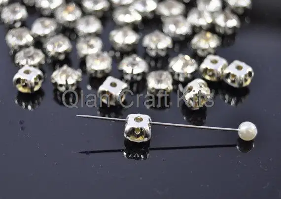 500pcs 4mm sew-on A+grade Loose Clear Crystal Silver Cup individual beads