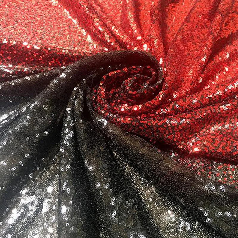 Wide 138cm Good Gradient Color 3mm Sequins Net Fabric Shining Sequins Mesh Fabric DIY Sewing Wedding Dress Performance Clothing