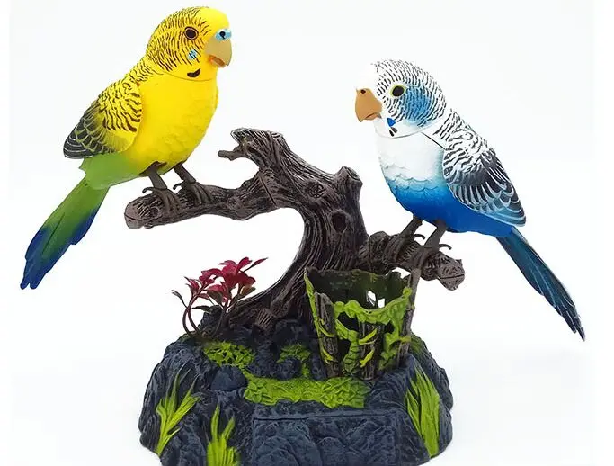 batteries operated couples birds parrots sound birdcall ornament about 18x25cm,home decoration creative toy gift a2078