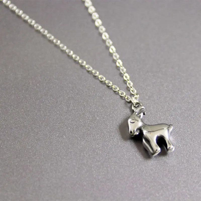 1pc DIY Vintage 3D Goat Stainless Steel Custom Necklace Chinese Culture Animal Zodiac Sheep Necklace Men Women Memorial Jewelry