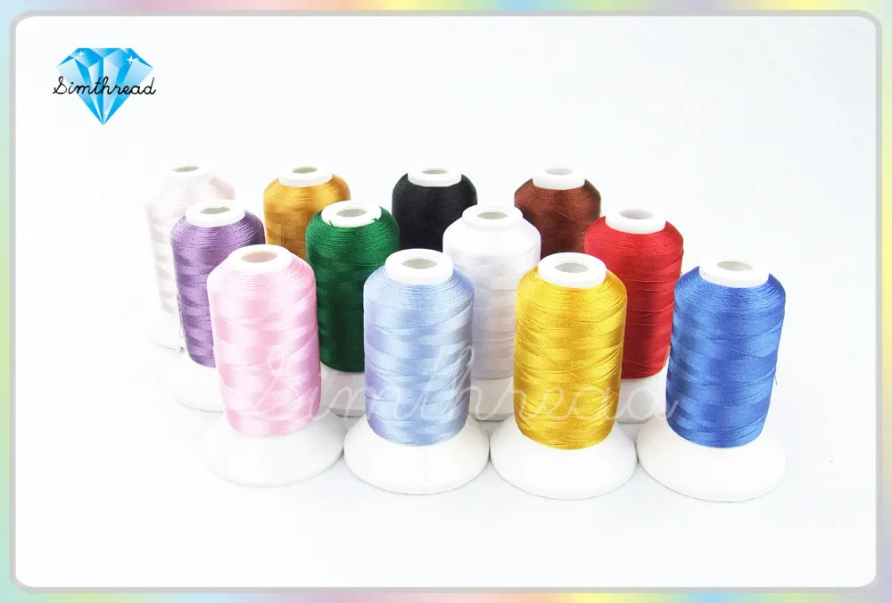 Simthread 12 BASIC Colors Embroidery Machine Thread 550Yards/spool with Type A Bobbins as Bonus