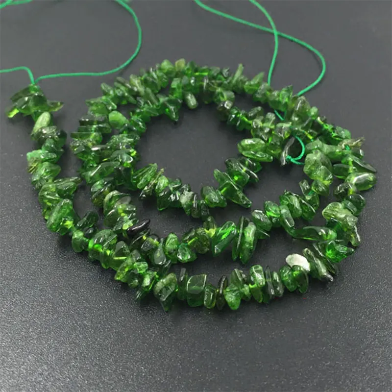 3-5x6-9mm Green Diopside Beads Natural Freeform Chips Beads For Jewelry Making Beads Bracelets 32\'\' Needlework DIY Beads Trinket