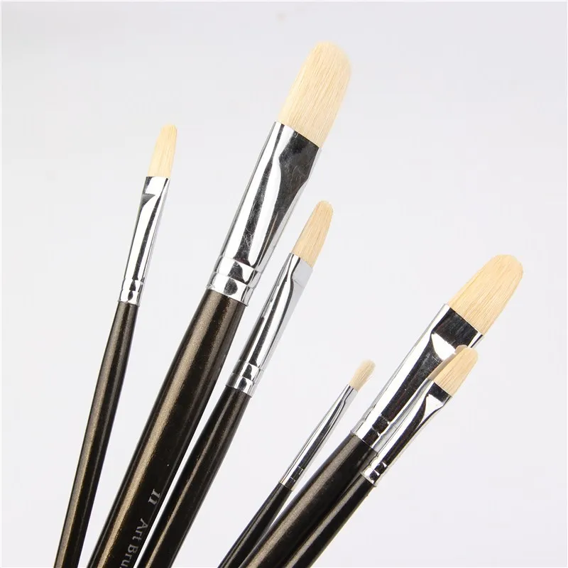 6 pcs/Set oil painting pen set pig mane bristles tongue peak painting supplies oil painting pen special for painting brush art