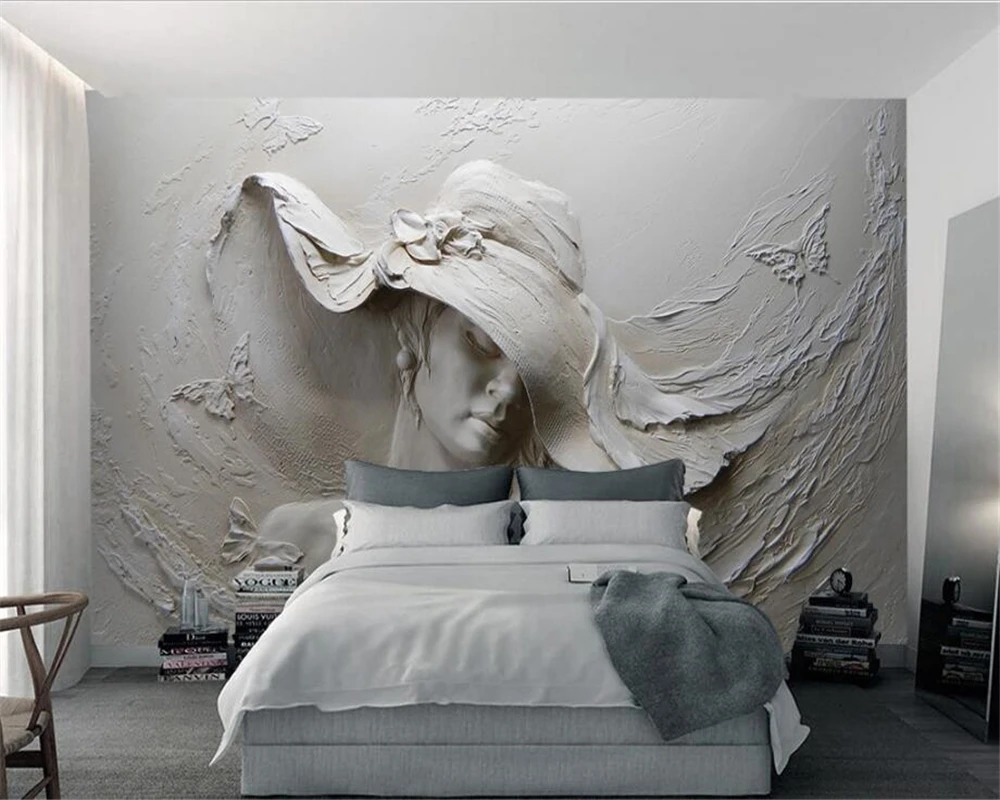 

beibehang papel de parede 3d simple wallpaper interior stereo relief beautiful bedroom living room background wall papier peint
