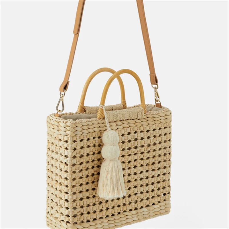 Summer Women Straw Beach Handbags Large Capacity Ladies Weave Shoulder Bag Fashion Tassel Hollow Out Female Messenger Tote Bags