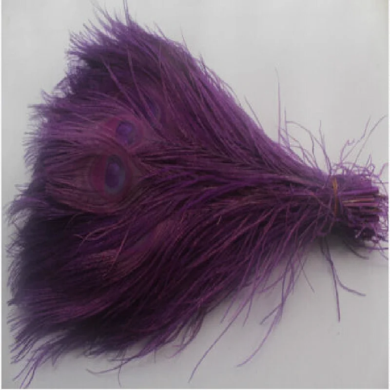 Free shipping 100 PCS purple dyed peacock feather 10-12 inch / 25 to 30 cm peacock feathers for wedding decorations