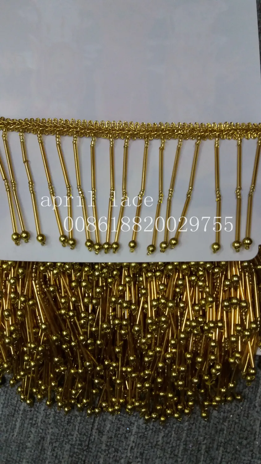 

10yards 9cm width gold beads ribbon fringe tassel for curtain /garment/decorative/home /dress decoration