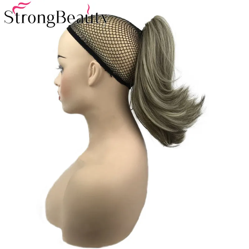 StrongBeauty WarpingPonytail Sintético Longo Natural Reta Clip em/no Pedaço de Cabelo Garra Grampo Rabo de cavalo Para O Cabelo Extensões