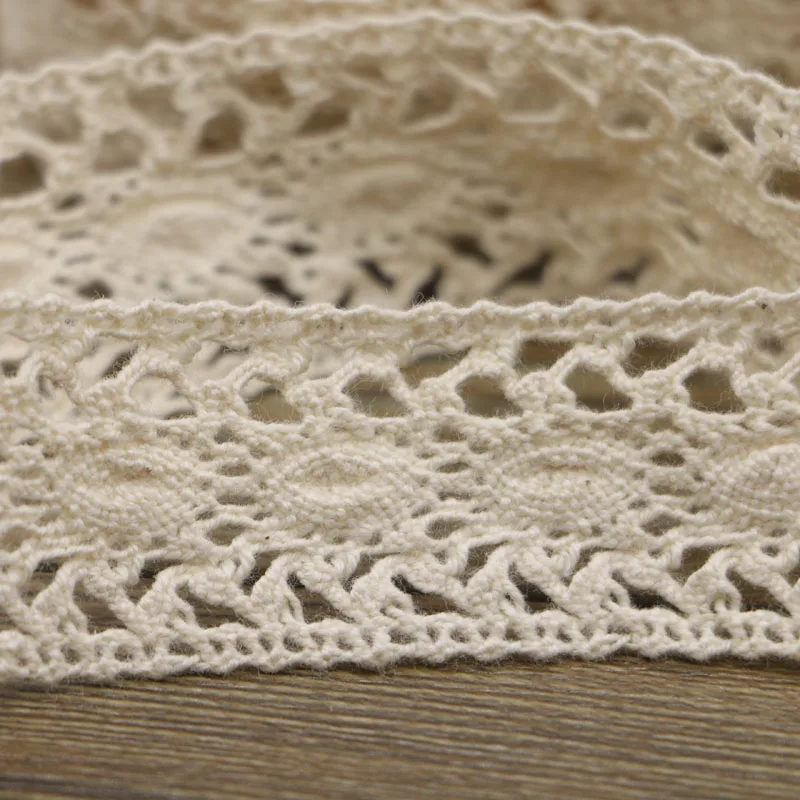 10Y White Beige Cotton Crocheted Lace Fabric Wedding Scrapbook Decration Bridal Ribbon Craft Apparel Sewing Fabric Trims3-5CM