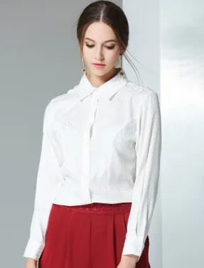 The new weight of new silk blouses women's long sleeve silk  jacquard