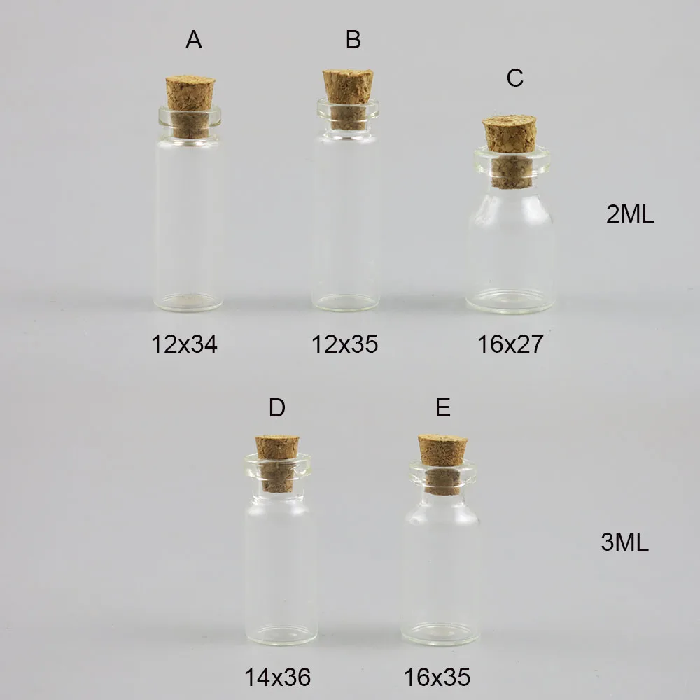 

Empty 2ml 3ml Clear Small Glass Bottle with Cork 3cc Transparent Mini Glass Sample Bottle Sample Vials 500pcs