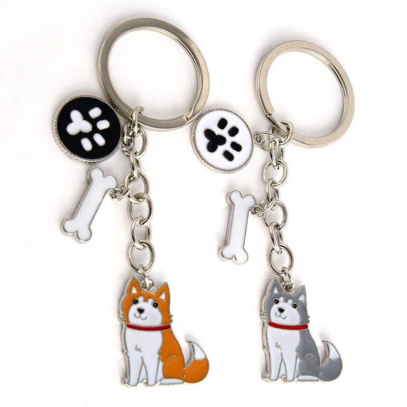 Siberian husky car key chains for men women pet dog pendant bag charm keychain key rings jewelry gifts