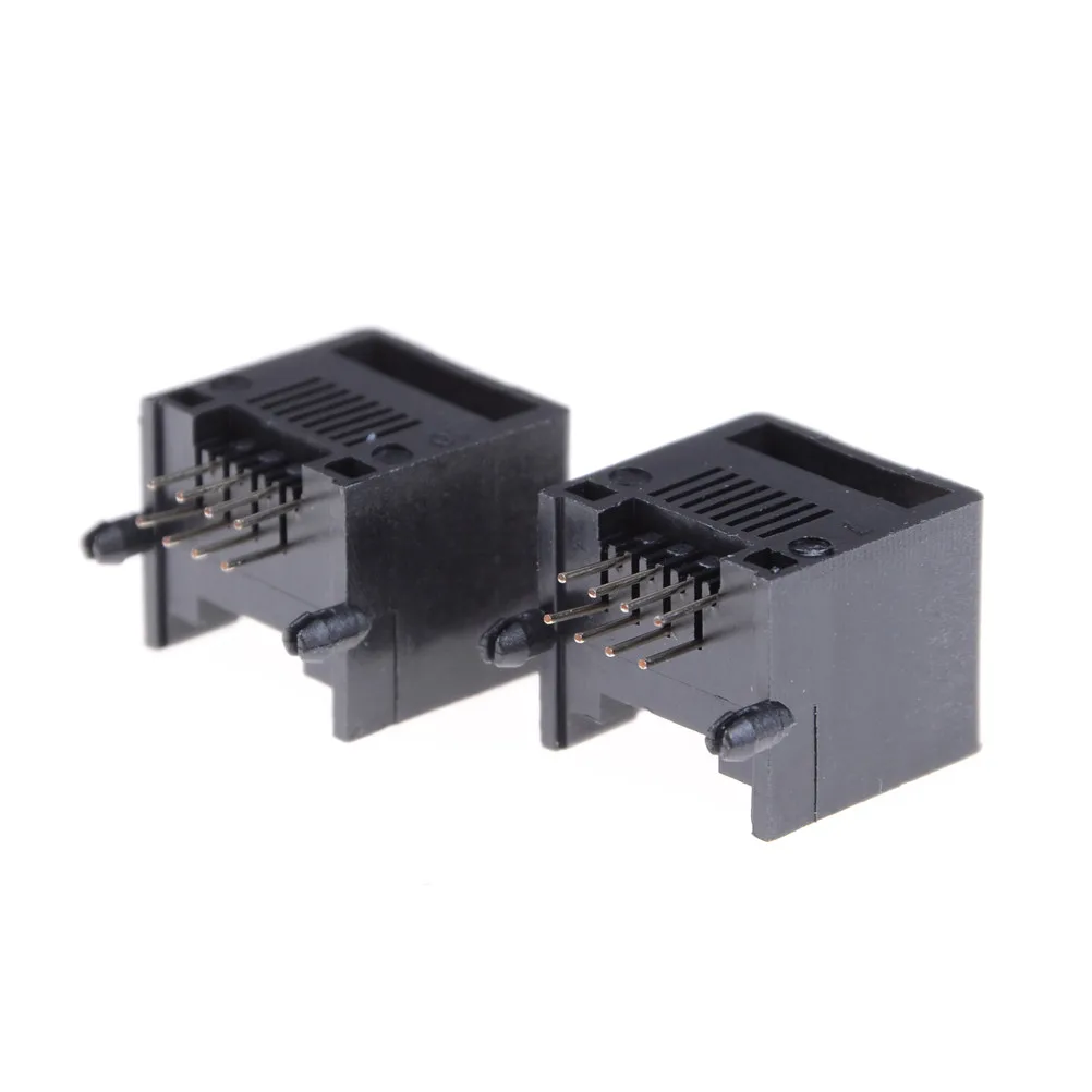 10pcs RJ45 8P8C Black Computer Internet Network PCB Jack Socket