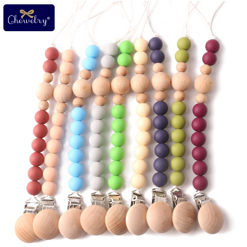 

1PC Baby teether pacifier clips chain Food Grade perle Silicone beads teething beech rodent nipple holder Children's goods toys