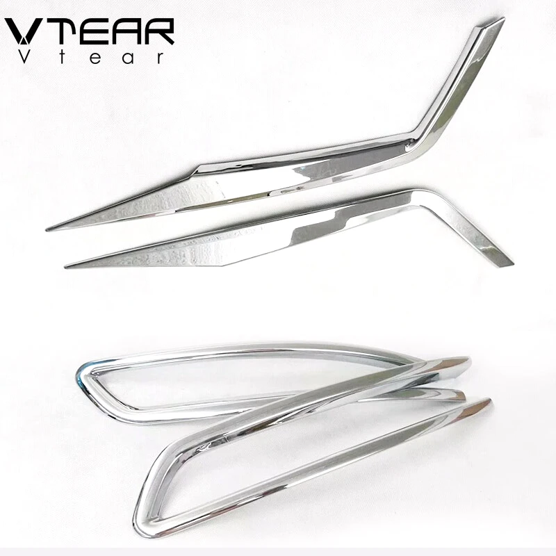 Vtear For Skoda Kodiaq fog lights cover front rear body foglights car-styling decoration Exterior chrome trim Accessories 2021