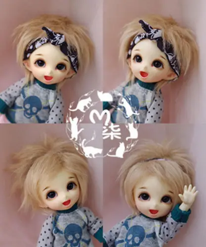 New 1/12 3-4 inch 9-10cm 1/8 4-5 inch 12cm 14cm BJD Plush fabric wig khaki Wig ForPukiFee lati Antiskid BJD Doll Wig