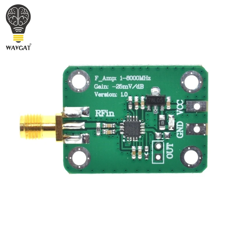 WAVGAT 1-8000MHz AD8318 RF Logarithmic Detector 70dB RSSI Measurement Power Meter.