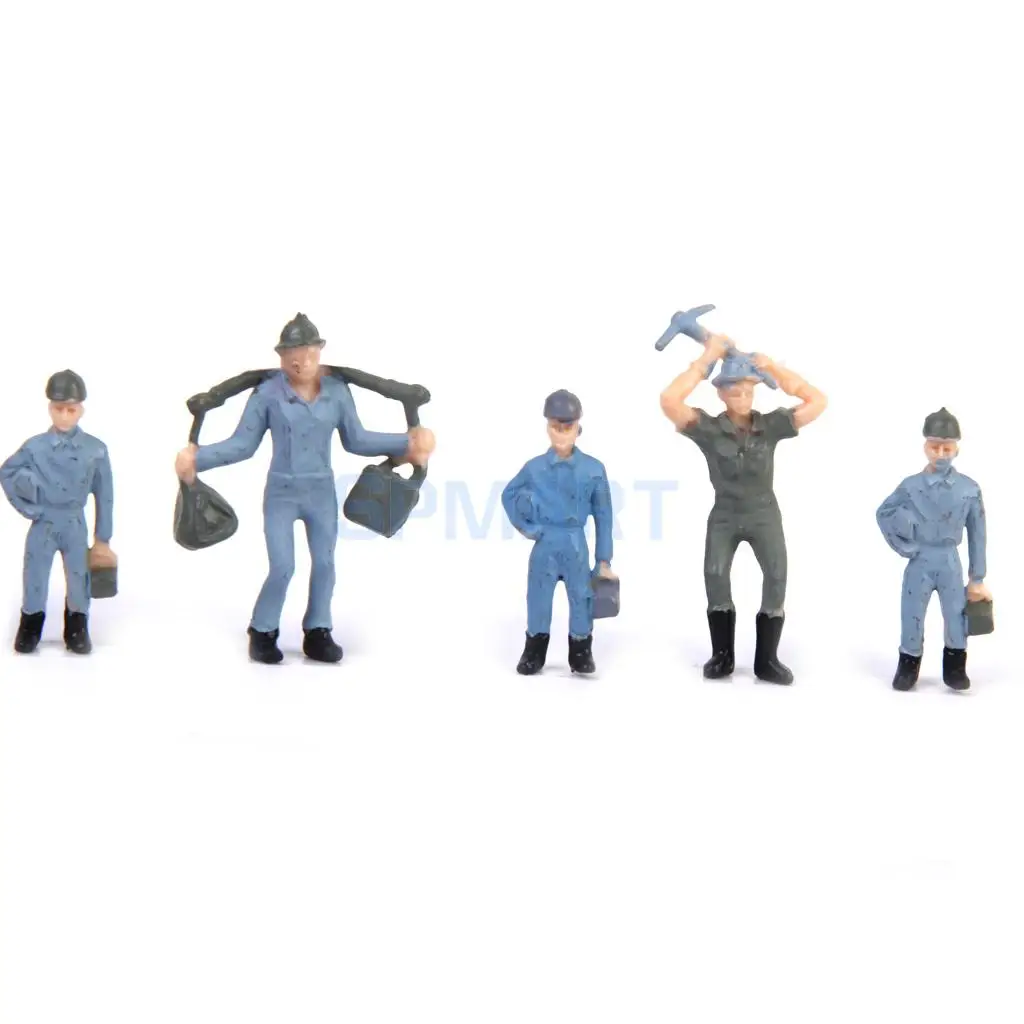 Painted Mixed Model Train Railway Worker People Figures 1:42 Scale 50pcs