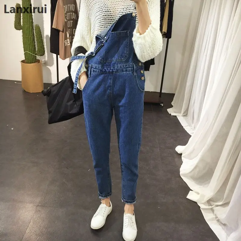 Celana Denim Bib Perempuan Bf Longgar Celana Denim Perempuan Jumpsuit Murah Grosir