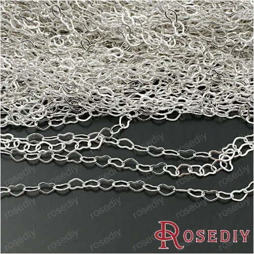 

Wholesale Width 3mm Heart 4.3*3mm Silver color Copper Link Chains Diy Jewelry Findings Accessories 2 Meter(JM4536)