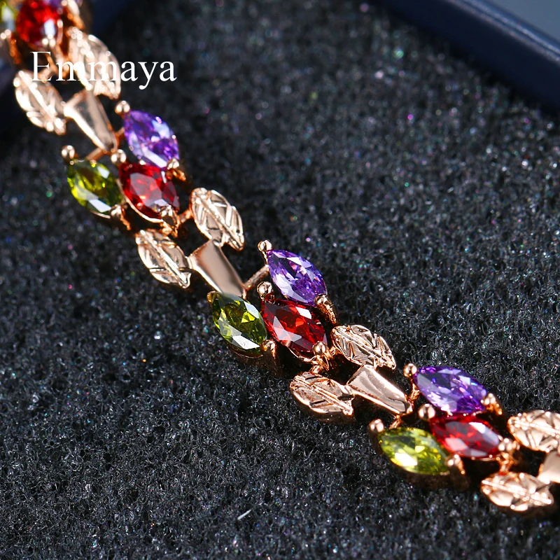 Emmaya Leaf Multicolor Bangles Classical Charm Shinny AAA CZ Bracelet Wholesale Jewelry for Female Party Gift