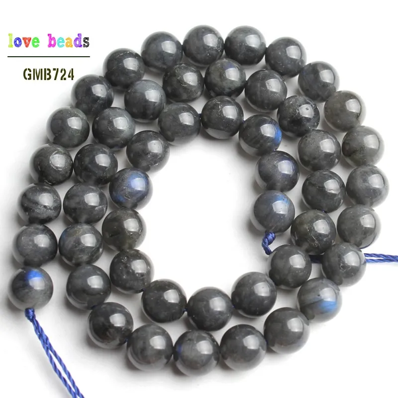 A+ Natural Grey Labradorite Moonstone Stone Round Loose Beads for Jewelry Making 15\'\' Strand DIY Bracelet 6/8/10mm