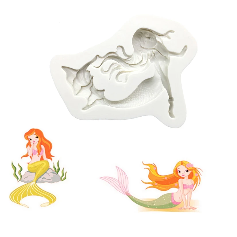 The Little Mermaid 100% Platinum Silicone Sugarcraft Mould, Fondant Cake Decorating Tools Bakeware