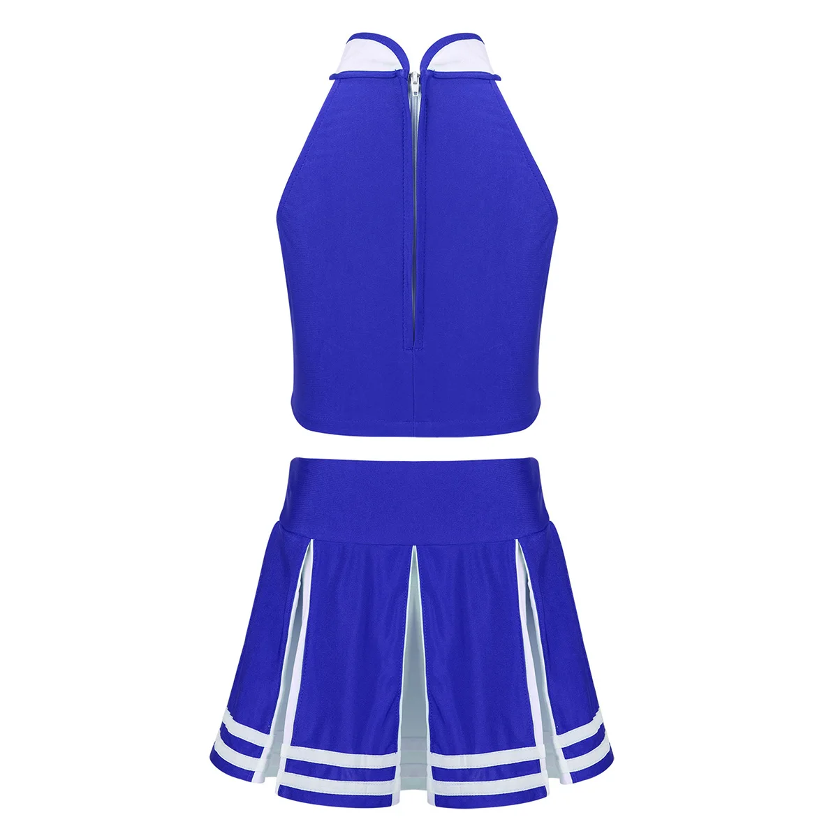 Girls Jazz Dance Costume Kids Cheerleader Costume Cheerleading Children Dress Outfit Sleeveless Zippered Tops with Pleated Skirt