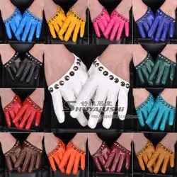 women's fashion pu leather half palm rivet gloves lady's Punk lovers fitness racerback gloves girls performance gloves