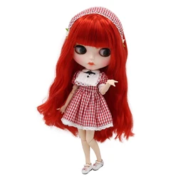 Muñeca ICY DBS Blyth 1/6 bjd con piel blanca, pelo rojo largo y nuevo cuerpo de articulación facial mate BL0115