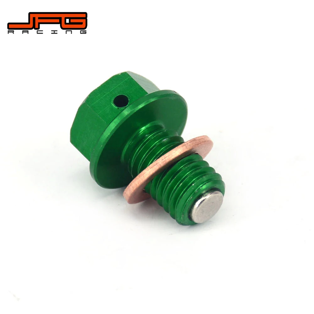 CNC Green Billet Aluminum Magnetic Oil Drain Plug Bolt For KAWASAKI KX65 KX85 KX100 KX125 KX250 KX500 KX250F KX450F KLX250