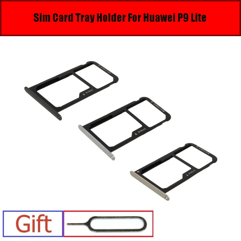 

Sim& Card Tray Holder For Huawei P9 Lite G9 VNS-L21 L22 L23 L31 L53 SIM Card Slot Tray Reader Adapter Parts 3 Colors