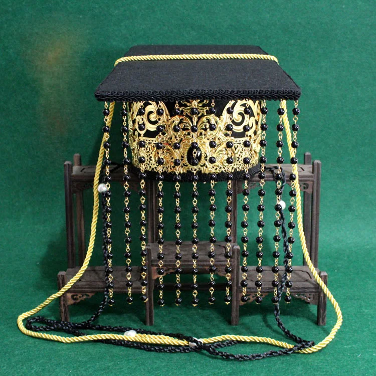 Sombrero de novio de boda tradicional de Liu Zi Ye, sombrero del trono del Emperador chino antiguo, Crownpiece para TV Play Feng Qiu Huang