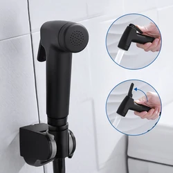 Black Handheld Bidet Toilet Sprayer ABS Hygiene Sprayer Set Baby Diaper Cloth Sprayers Bidet With Hose and Holder