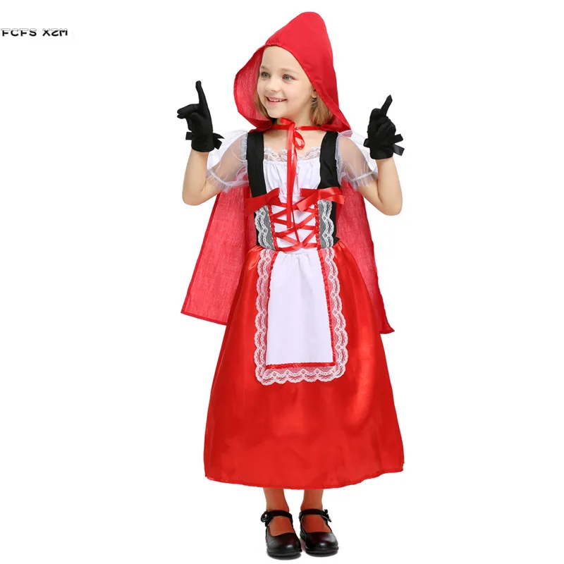 Bé Gái Một Câu Chuyện Cổ Tích Cô Bé Quàng Khăn Đỏ Cosplays Trẻ Em Halloween Anime Trang Phục Childrenpurim Giai Đoạn Chơi Tiệc Hóa Trang Đầm