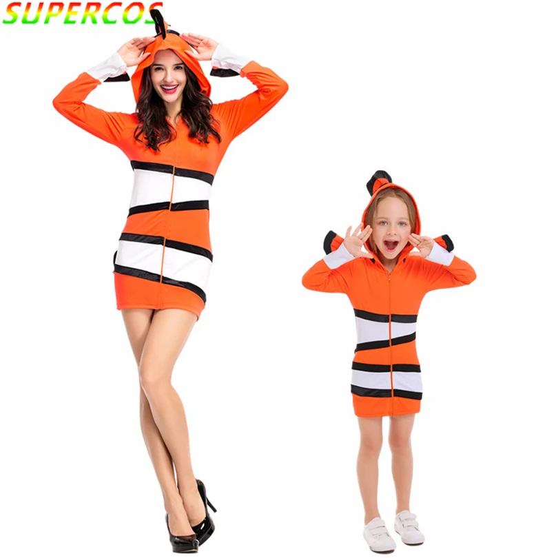 

Newest Sexy Alluring Hot Clown Fish Ocean Theme Dress Cosplay Costume For Art Photo Halloween Carnival Nightclub Party