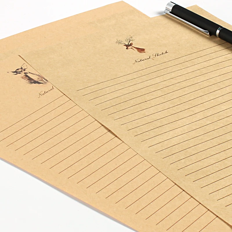 Juego de papel de escritura estilo ciervo Vintage europeo, carta de papelería, tarjetas de sobre, letras de amor de Navidad, 10 unids/lote